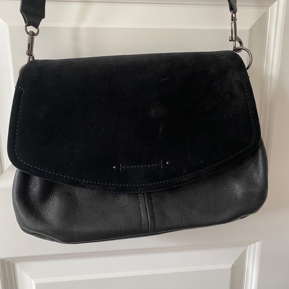 Lucky Brand Lyia Black Leather & Suede Crossbody OR Shoulder Bag